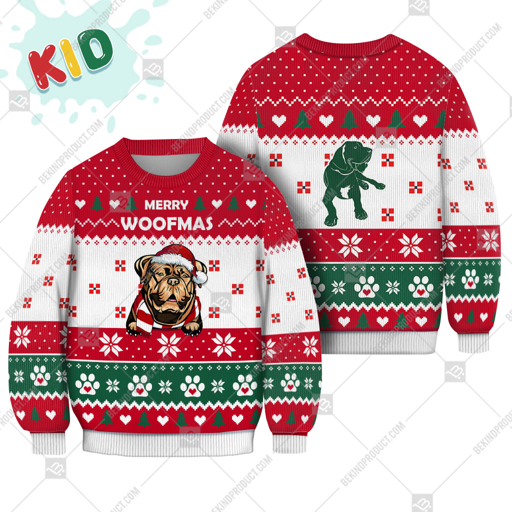 Dogue De Bordeaux Dog Christmas Paw Heart Print Ugly Christmas Sweater Print Sweatshirt - Best Gift For Christmas, Noel - WeCustomit