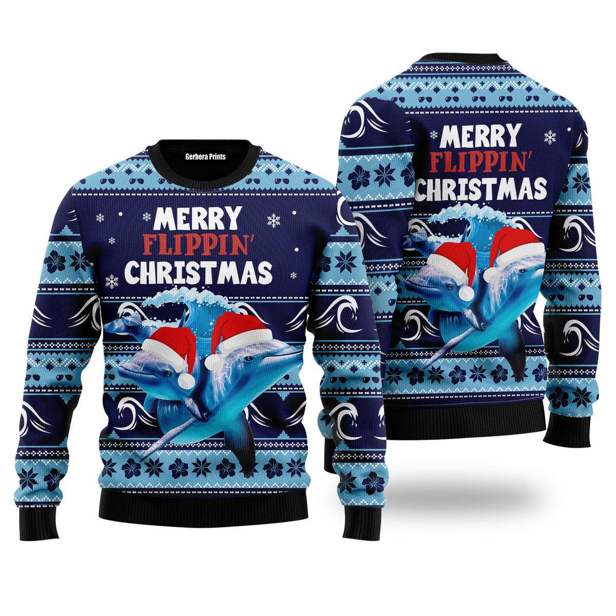 Dolphin Flippin' Ugly Christmas Sweater - WeCustomit
