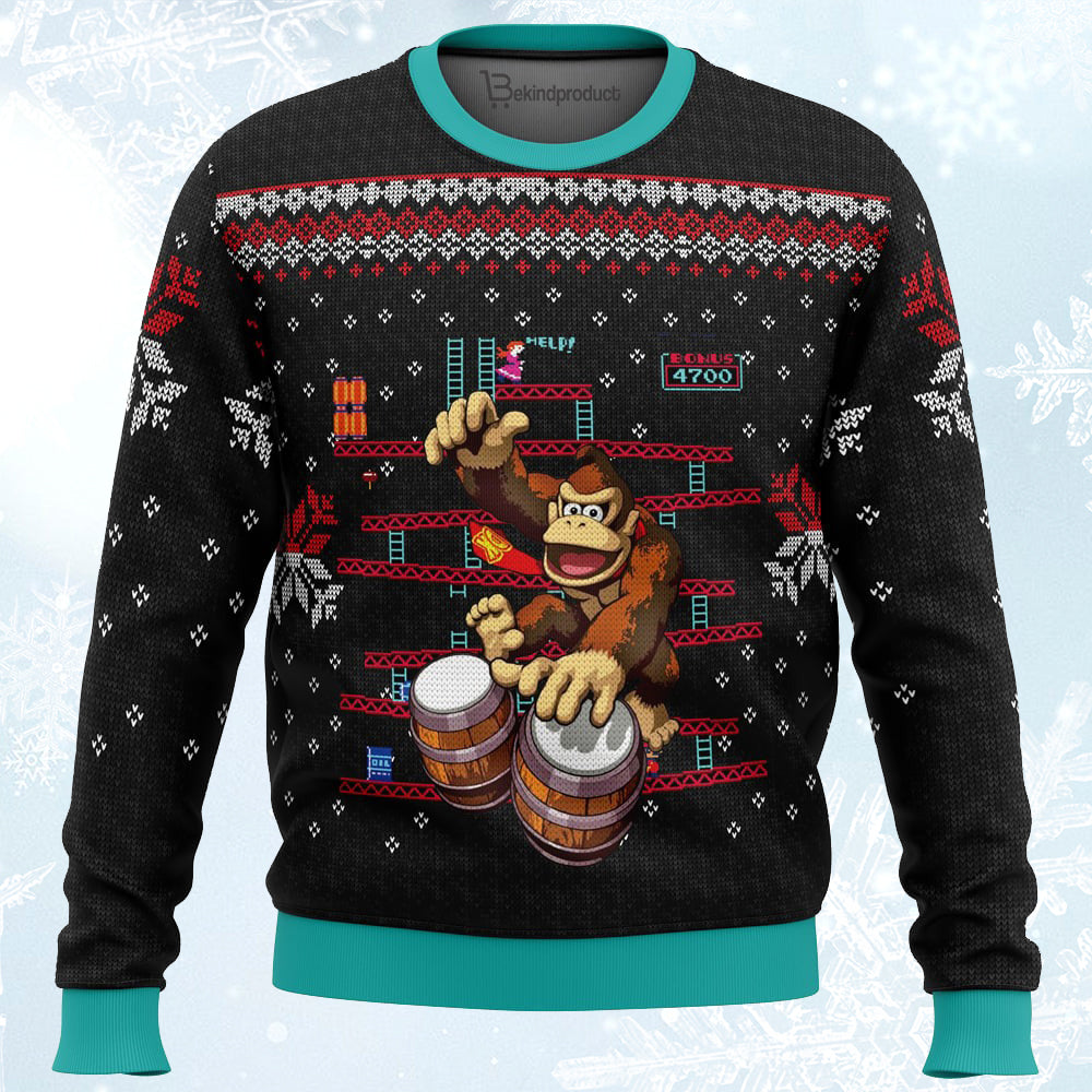 Donkey Kong Drums Ugly Christmas Sweater For Men & Women Christmas Gift Sweater PT073 - WeCustomit