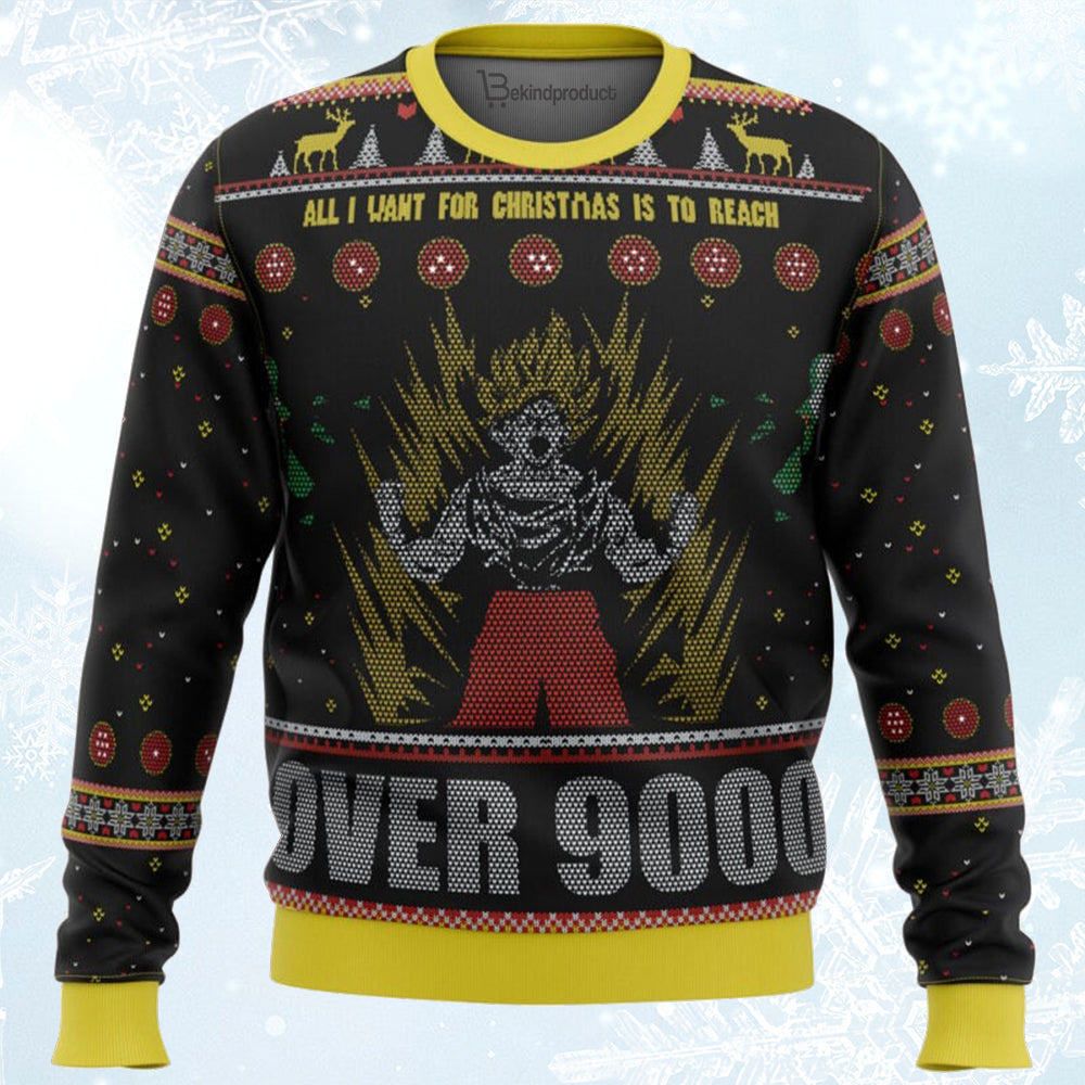 Dragonball Z Goku Over 9000 Ugly Christmas Sweater For Men & Women Christmas Gift Sweater BH466 - WeCustomit