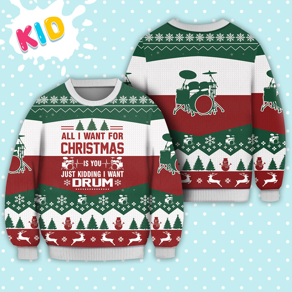 Drum All I want for Christmas Sweater Christmas Knitted Print Sweatshirt - Best Gift For Christmas, Noel - Christmas Signature - WeCustomit