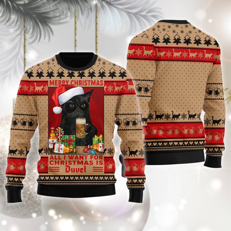 Duvel Is All I Want For Christmas Ugly Sweater - WeCustomit