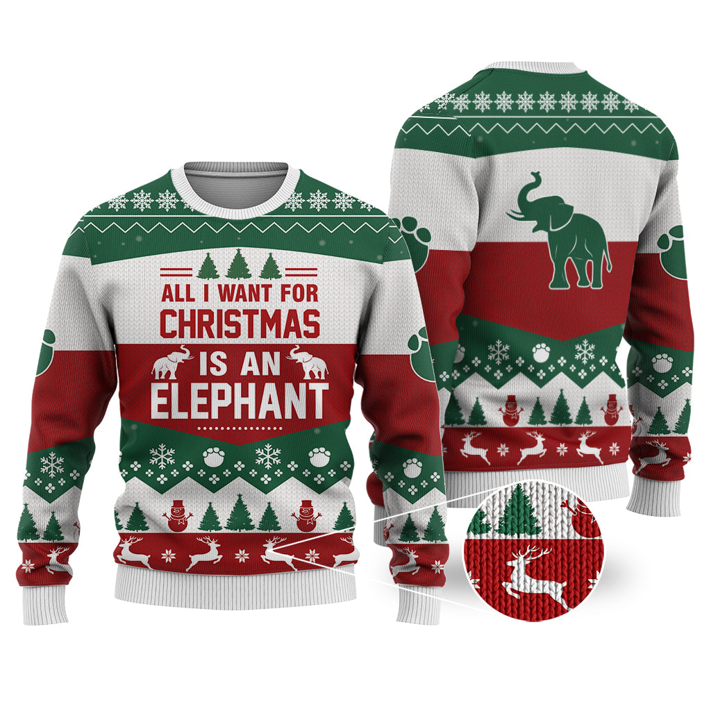 Elephant All I Want For Christmas Sweater Christmas Knitted Print Sweatshirt - Best Gift For Christmas, Noel - WeCustomit