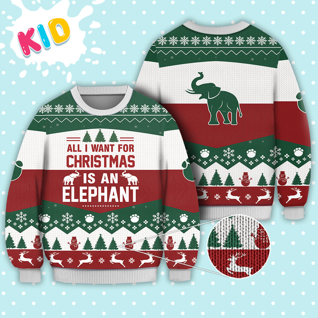 Elephant All I Want For Christmas Sweater Christmas Knitted Print Sweatshirt - Best Gift For Christmas, Noel - WeCustomit