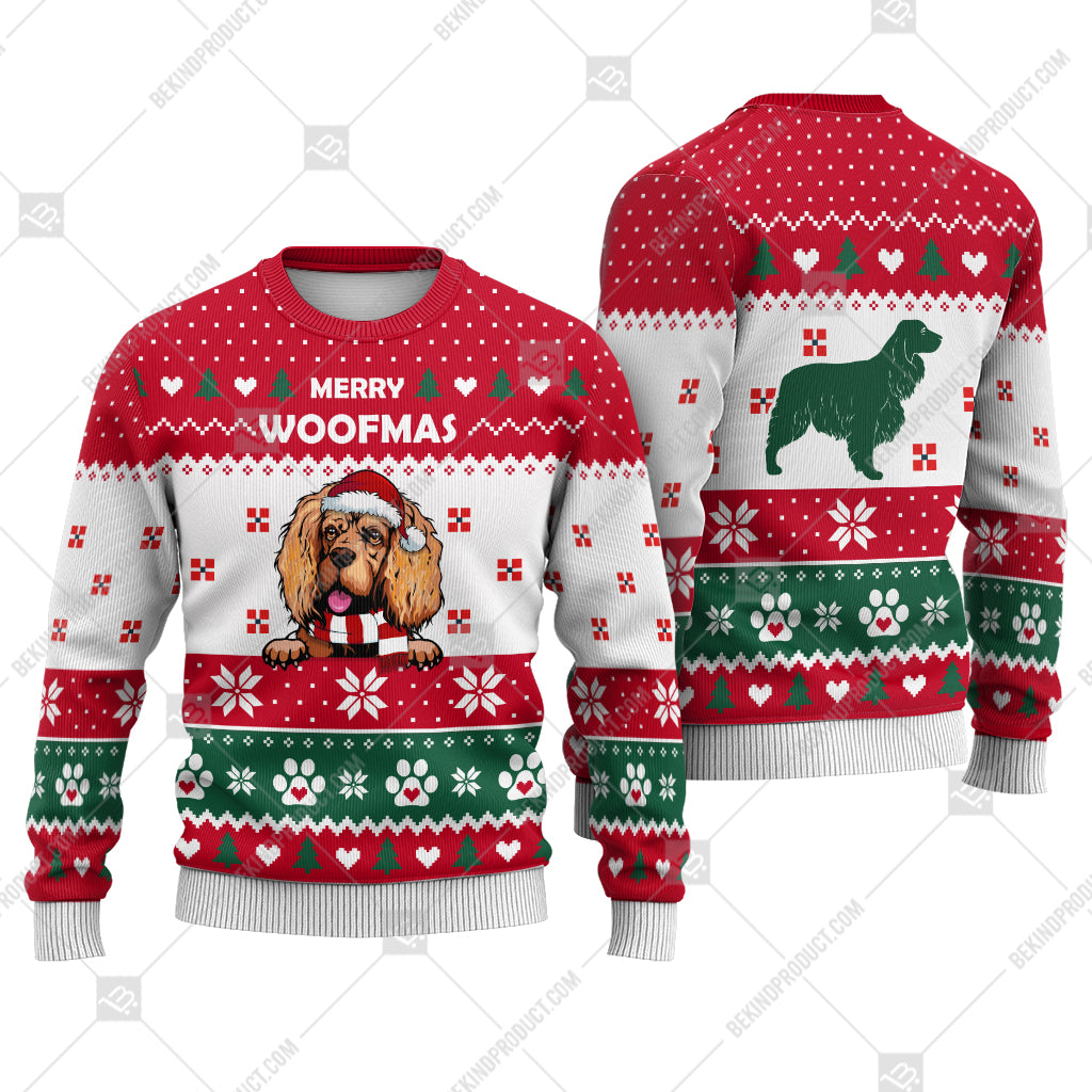English Cocker Spaniel Dog Christmas Paw Heart Print Ugly Christmas Sweater Print Sweatshirt - Best Gift For Christmas, Noel - WeCustomit