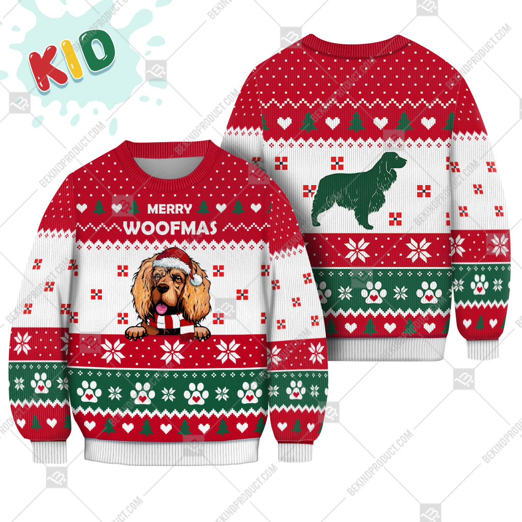 English Cocker Spaniel Dog Christmas Paw Heart Print Ugly Christmas Sweater Print Sweatshirt - Best Gift For Christmas, Noel - WeCustomit