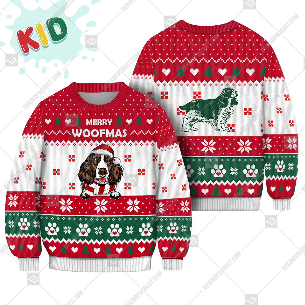 English Springer Spaniel Dog Christmas Paw Heart Print Ugly Christmas Sweater Print Sweatshirt - Best Gift For Christmas, Noel - WeCustomit