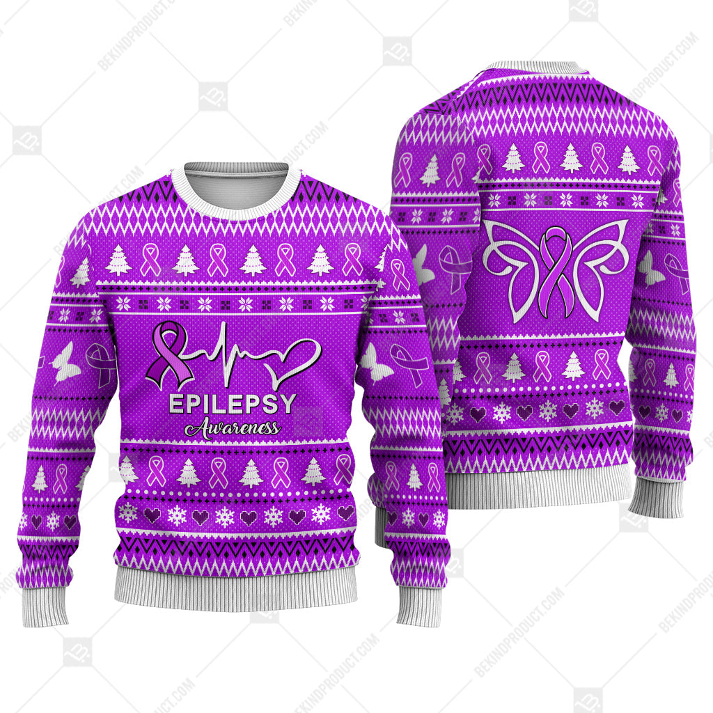 Epilepsy Awareness Sweater Ugly Xmas Symbol Sweater Christmas Knitted Print Sweatshirt - Best Gift For Christmas, Noel - WeCustomit