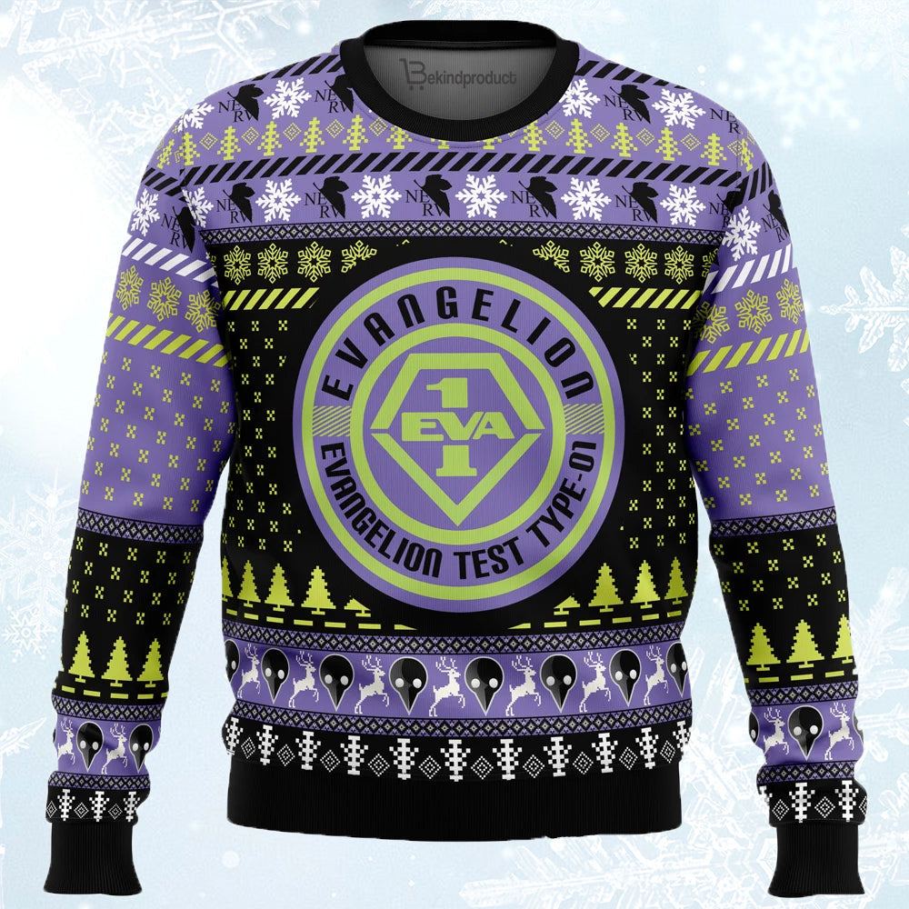 Neon Genesis Evangelion Ugly Christmas Sweater For Men & Women Christmas Gift Sweater PT603 - WeCustomit
