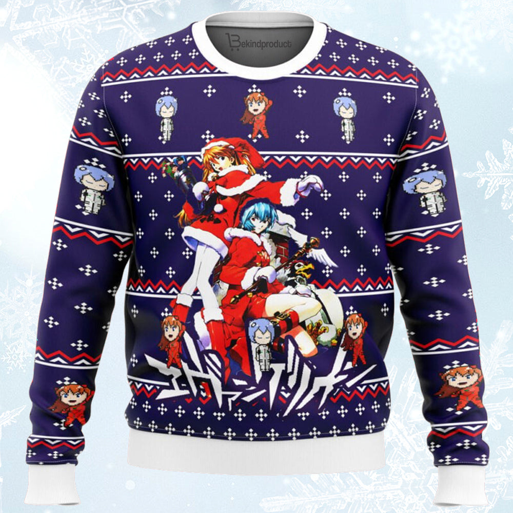 Evangelion Holiday Ugly Christmas Sweater For Men & Women Christmas Gift Sweater BH428 - WeCustomit