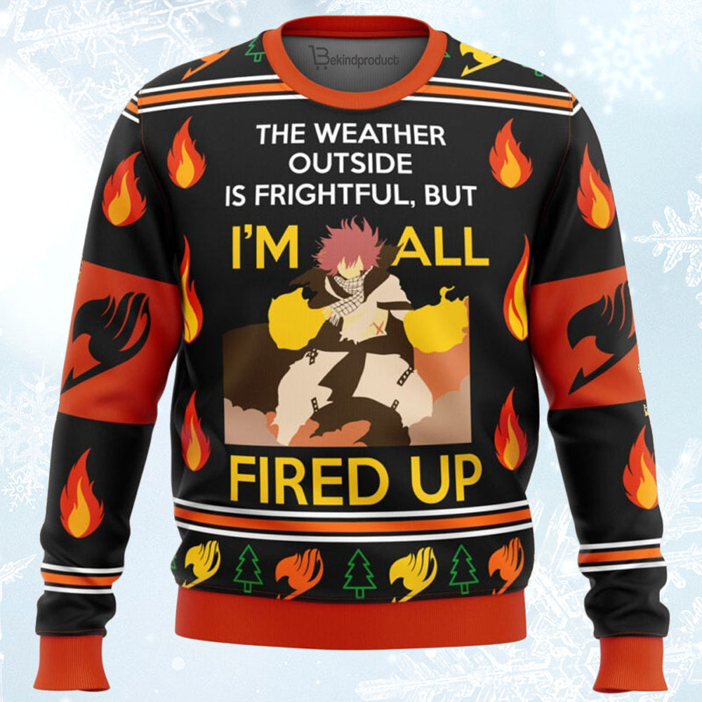 Fairy Tail Natsu fired up Ugly Christmas Sweater For Men & Women Christmas Gift Sweater BH388 - WeCustomit
