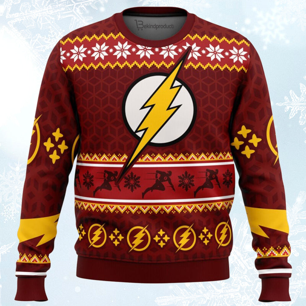 Fast Christmas The Flash DC Comics Ugly Christmas Sweater For Men & Women Christmas Gift Sweater BH464 - WeCustomit