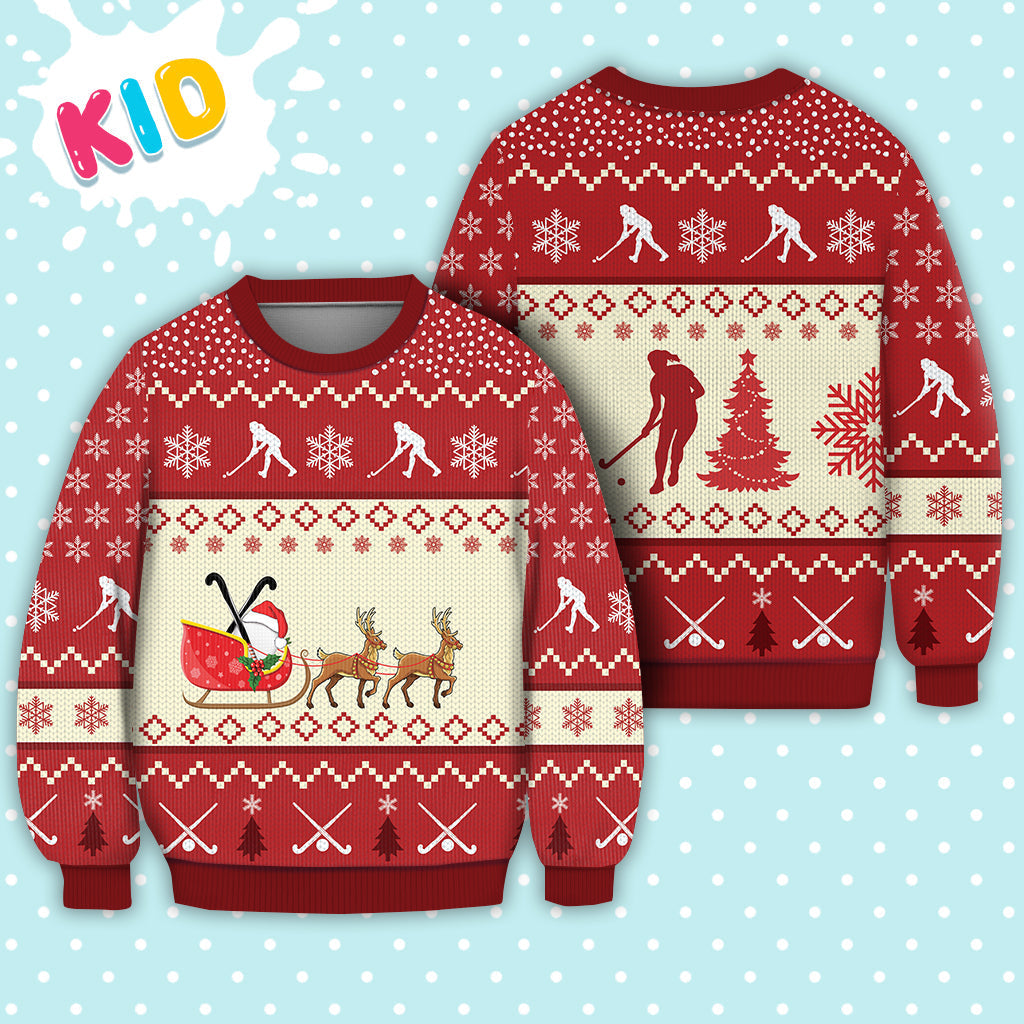 Field Hockey Reindeer Christmas Sweater Christmas Knitted Print Sweatshirt - Best Gift For Christmas, Noel - WeCustomit