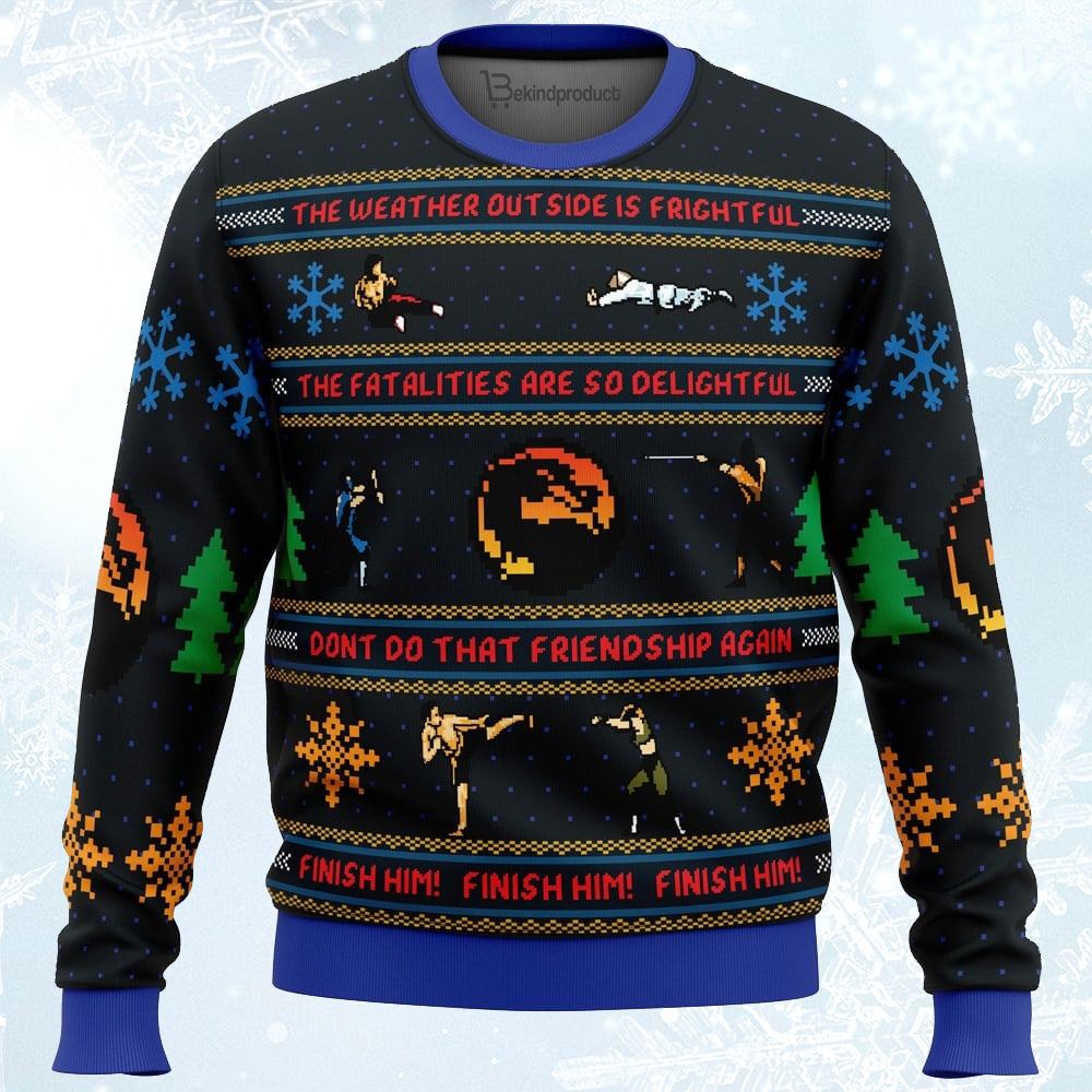 Finish Him! Mortal Kombat Ugly Christmas Sweater For Men & Women Christmas Gift Sweater PT373 - WeCustomit