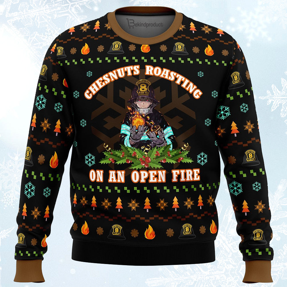 Fire Force Chesnuts Roasting Ugly Christmas Sweater For Men & Women Christmas Gift Sweater PT335 - WeCustomit