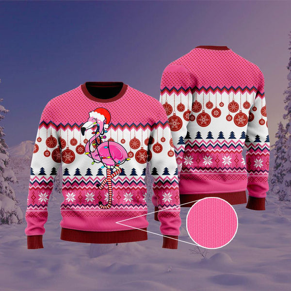 Flamingo Christmas Ugly Christmas Sweater For Men & Women Christmas Gift Sweater US1054 - WeCustomit