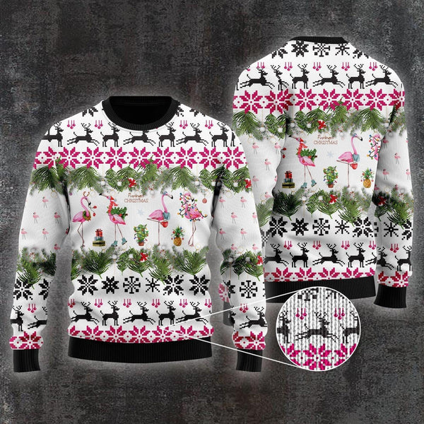 Flamingo Christmas Ugly Christmas Sweater For Men & Women Christmas Gift Sweater US1100 - WeCustomit