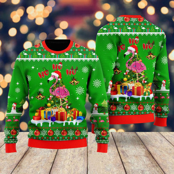 Flamingo Ho Ho Ho Ugly Christmas Sweater For Men & Women Christmas Gift Sweater US2328 - WeCustomit