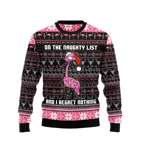 Flamingo Naughty List Christmas Sweater For Men & Women Christmas Gift Sweater US1248 - WeCustomit