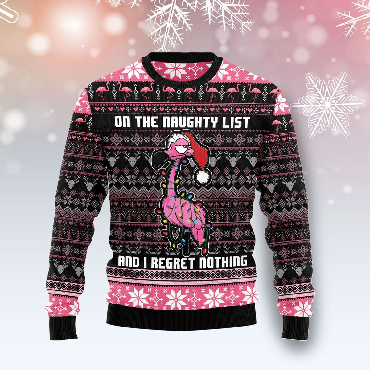 Flamingo Naughty List Christmas Sweater For Men & Women Christmas Gift Sweater US1248 - WeCustomit