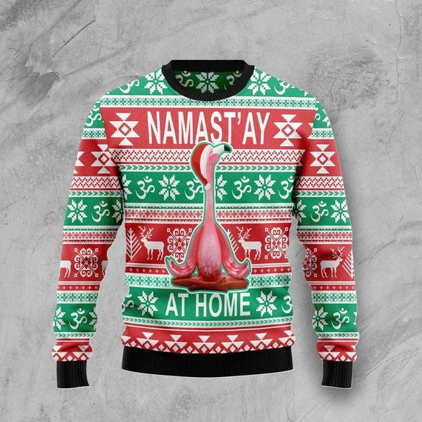 Flamingo Yoga Christmas Ugly Christmas Sweater For Men & Women Christmas Gift Sweater US1425 - WeCustomit