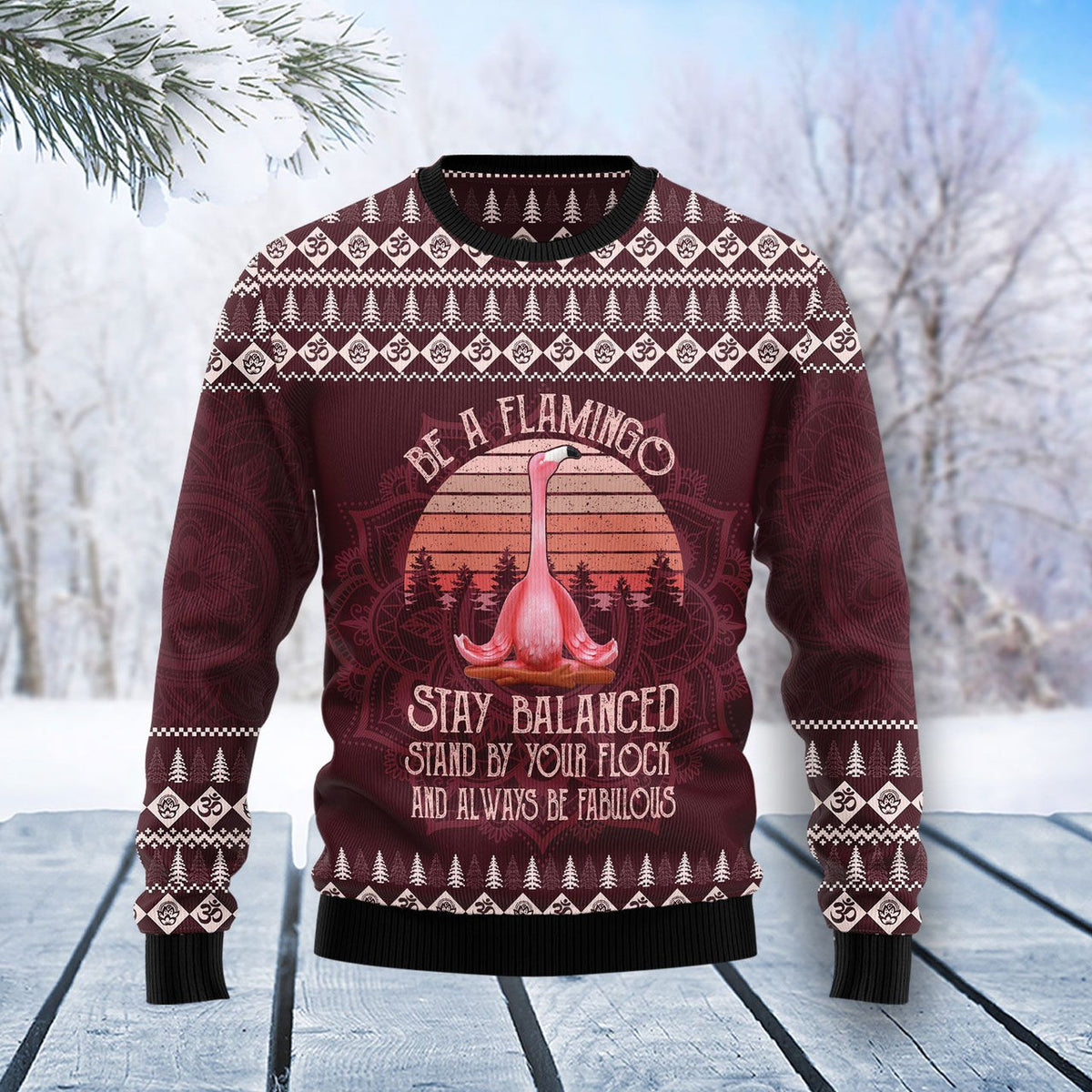 Flamingo Yoga Ugly Christmas Sweater For Men & Women Christmas Gift Sweater US1290 - WeCustomit