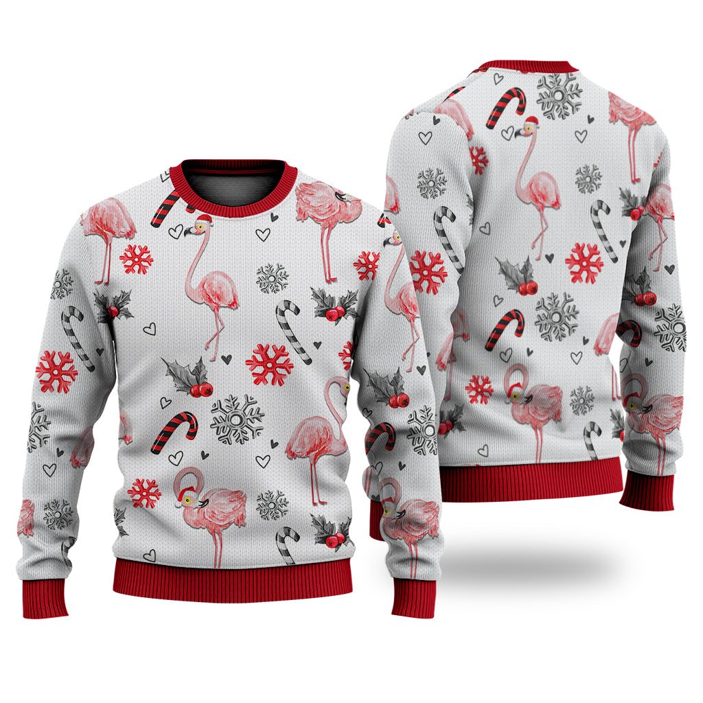 Flamingo Christmas Pattern Sweater Christmas Knitted Print Sweatshirt - Best Gift For Christmas, Noel - WeCustomit