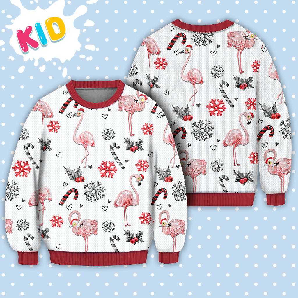 Flamingo Christmas Pattern Sweater Christmas Knitted Print Sweatshirt - Best Gift For Christmas, Noel - WeCustomit
