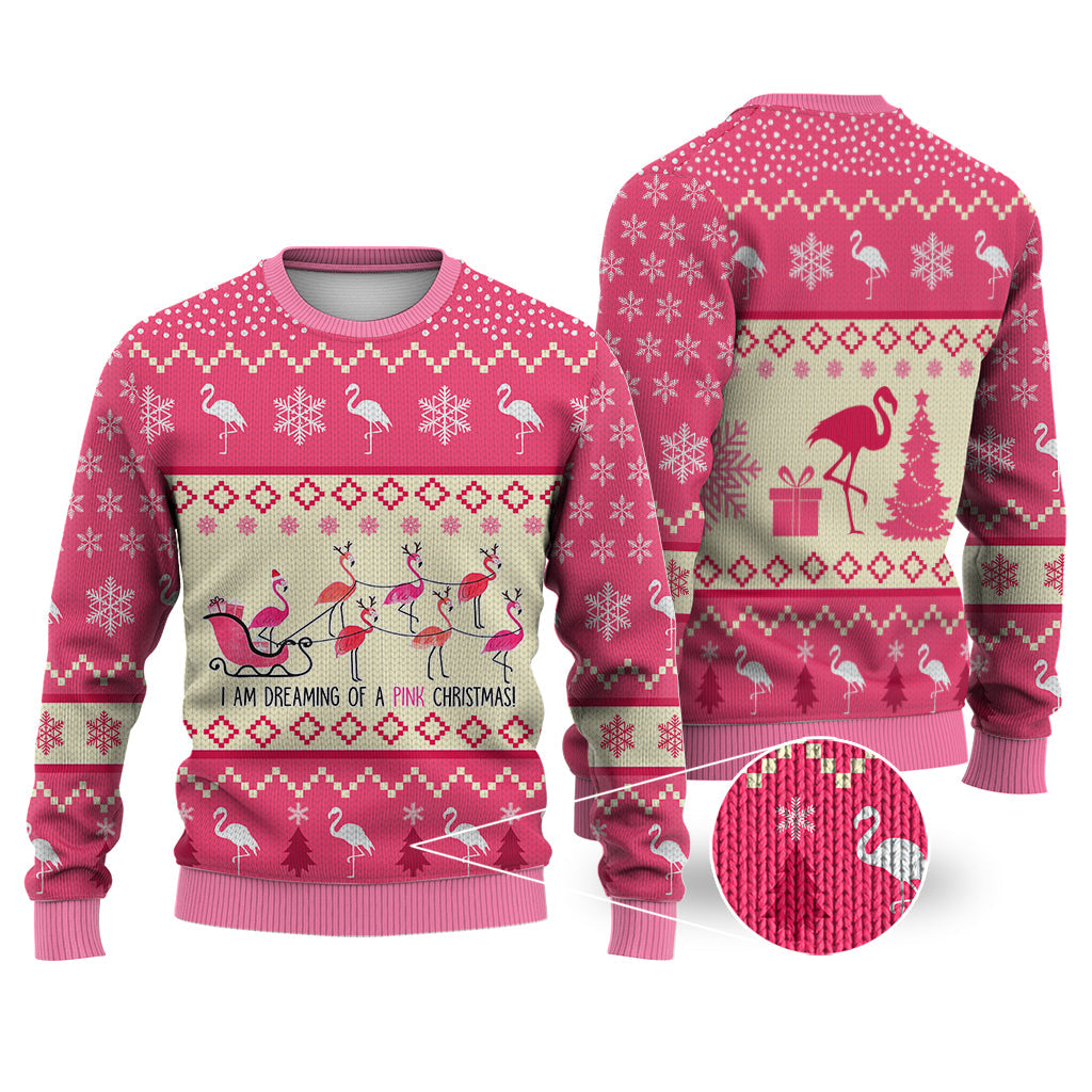 Flamingo Reindeer Christmas Sweater Christmas Knitted Print Sweatshirt - Best Gift For Christmas, Noel - WeCustomit