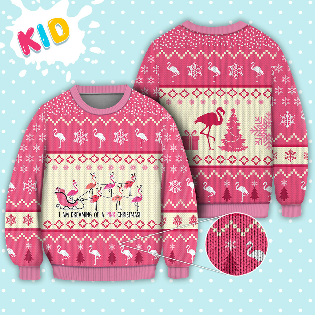 Flamingo Reindeer Christmas Sweater Christmas Knitted Print Sweatshirt - Best Gift For Christmas, Noel - WeCustomit