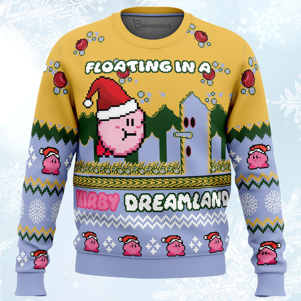 Floating in a Kirby Dreamland Ugly Christmas Sweater For Men & Women Christmas Gift Sweater PT526 - WeCustomit