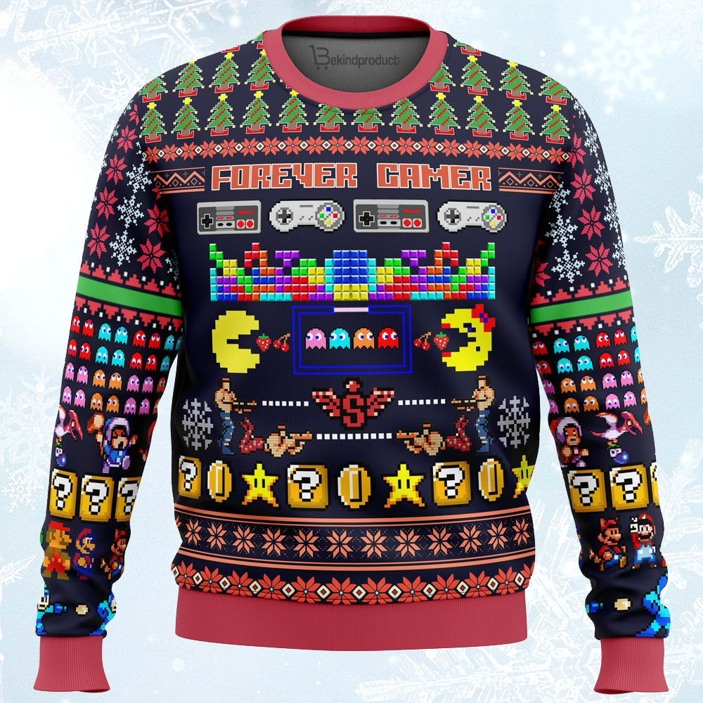 Forever Gamer Ugly Christmas Sweater For Men & Women Christmas Gift Sweater PT211 - WeCustomit