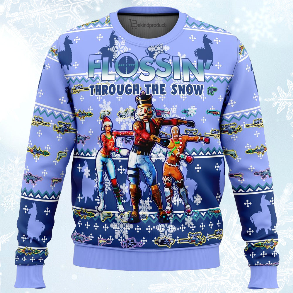 Fortnite Snow Floss Ugly Christmas Sweater For Men & Women Christmas Gift Sweater PT014 - WeCustomit