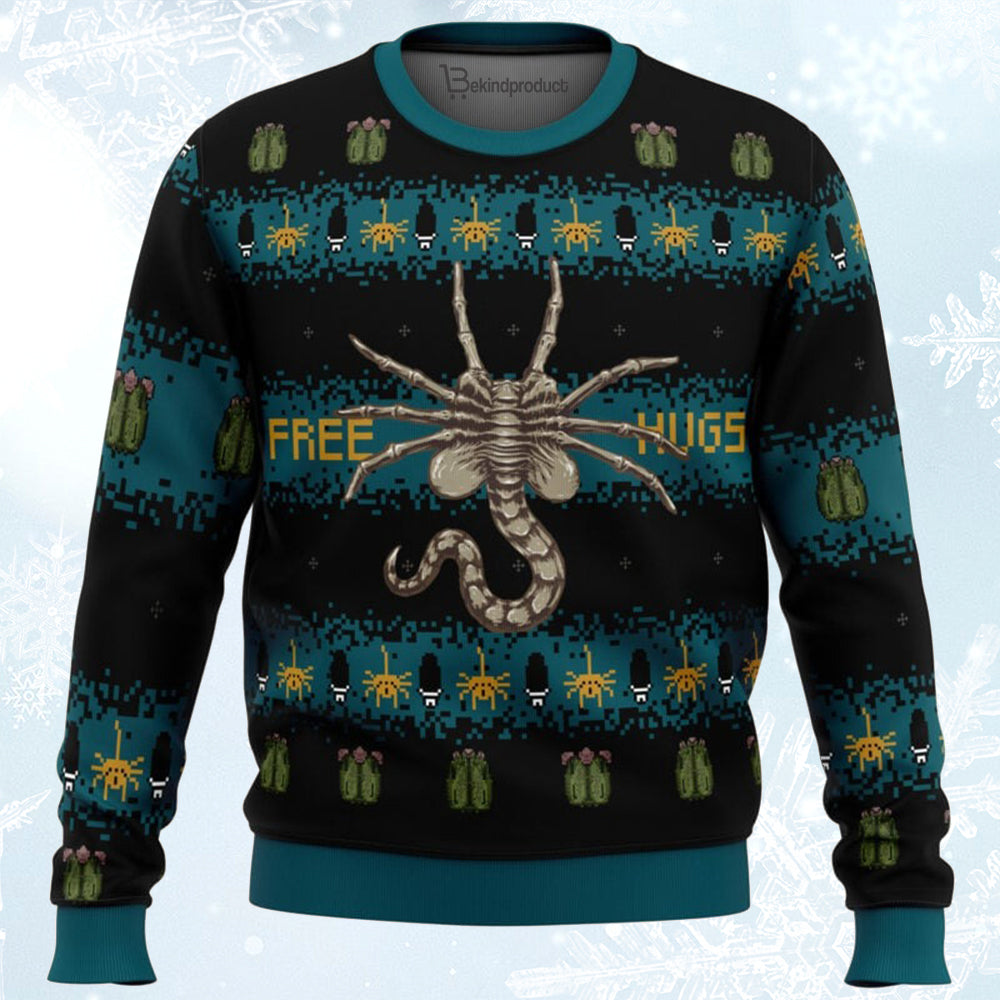 Free Hugs Alien Facehugger Ugly Christmas Sweater For Men & Women Christmas Gift Sweater BH184 - WeCustomit