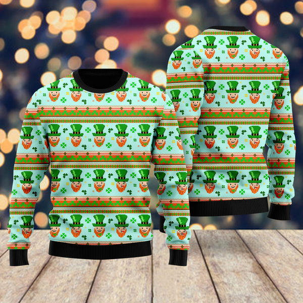 Funny Leprechauns Pattern Ugly Christmas Sweater For Men & Women Christmas Gift Sweater US2012 - WeCustomit