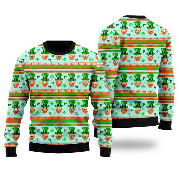 Funny Leprechauns Pattern Ugly Christmas Sweater For Men & Women Christmas Gift Sweater US2012 - WeCustomit