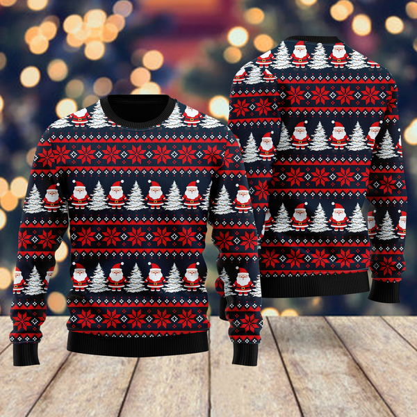 Funny Santa Snow Tree Pattern Ugly Christmas Sweater For Men & Women Christmas Gift Sweater US2199 - WeCustomit