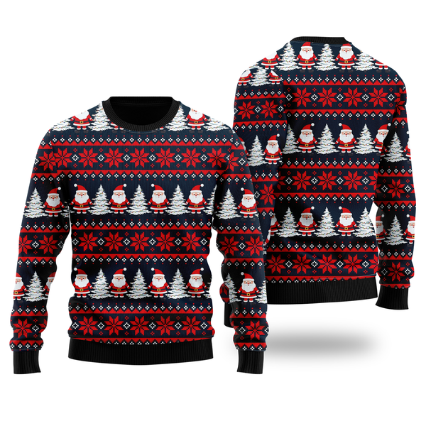 Funny Santa Snow Tree Pattern Ugly Christmas Sweater For Men & Women Christmas Gift Sweater US2199 - WeCustomit