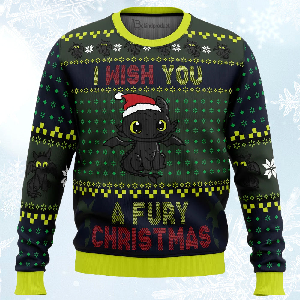 Fury Christmas Toothless Ugly Christmas Sweater For Men & Women Christmas Gift Sweater PT835 - WeCustomit