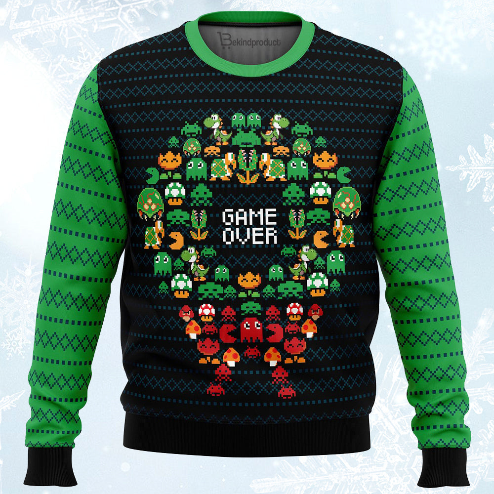 Game Over Nintendo Ugly Christmas Sweater For Men & Women Christmas Gift Sweater PT337 - WeCustomit