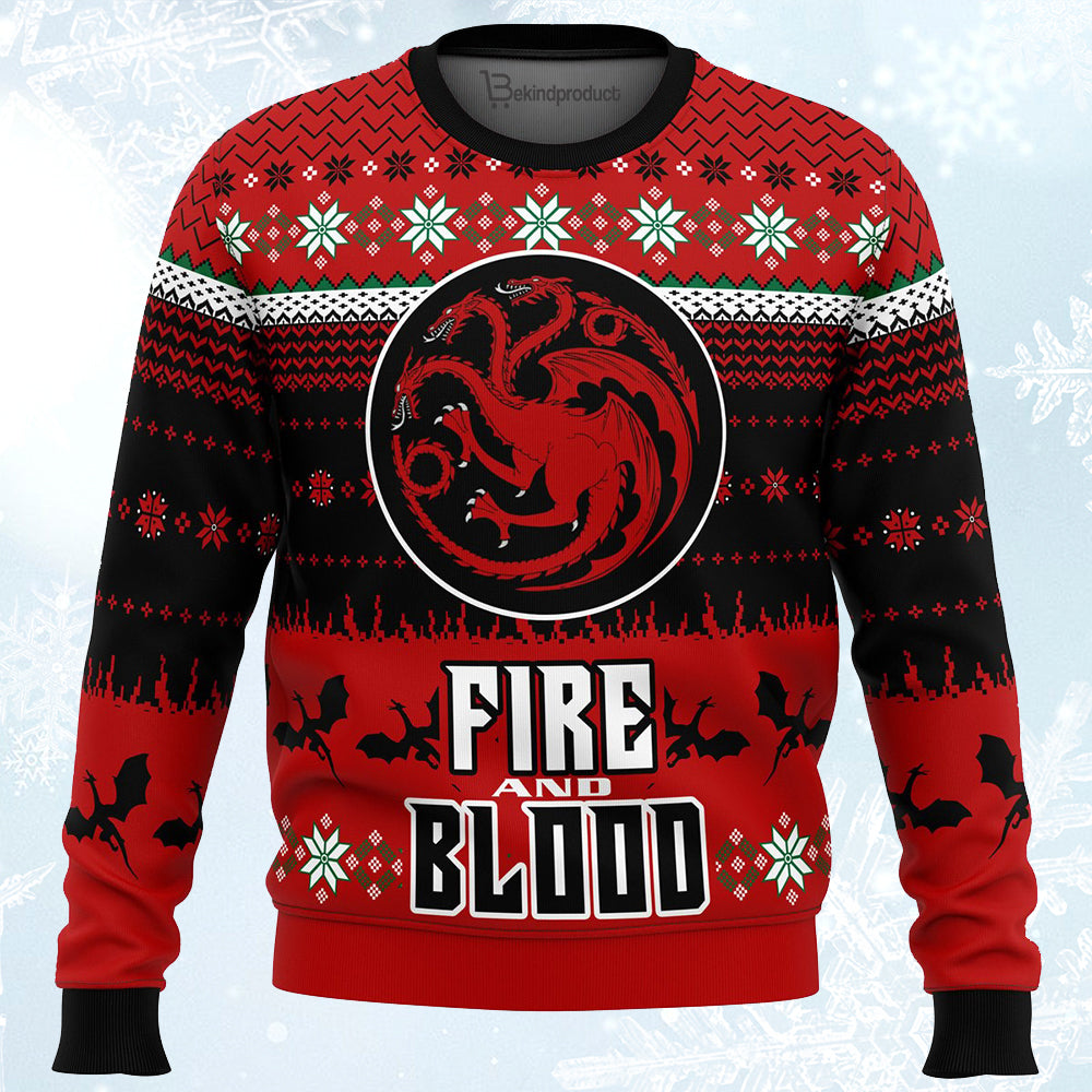 Game of Thrones Fire and Blood Ugly Christmas Sweater For Men & Women Christmas Gift Sweater PT336 - WeCustomit
