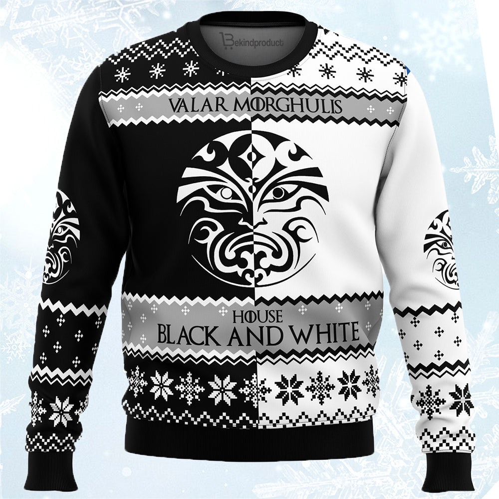 Game of Thrones House Black and White Ugly Christmas Sweater For Men & Women Christmas Gift Sweater PT450 - WeCustomit