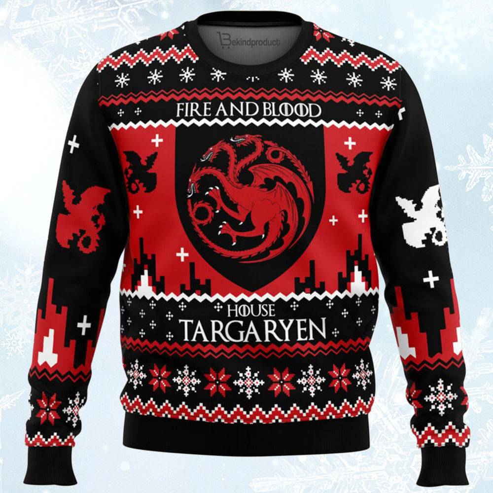 Game of Thrones House Targaryen Ugly Christmas Sweater For Men & Women Christmas Gift Sweater BH148 - WeCustomit