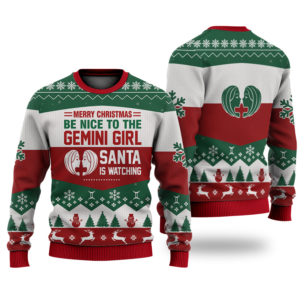 Gemini Girl All Merry Christmas Be Nice Sweater Christmas Knitted Print Sweatshirt - Best Gift For Christmas, Noel - Christmas Signature - WeCustomit