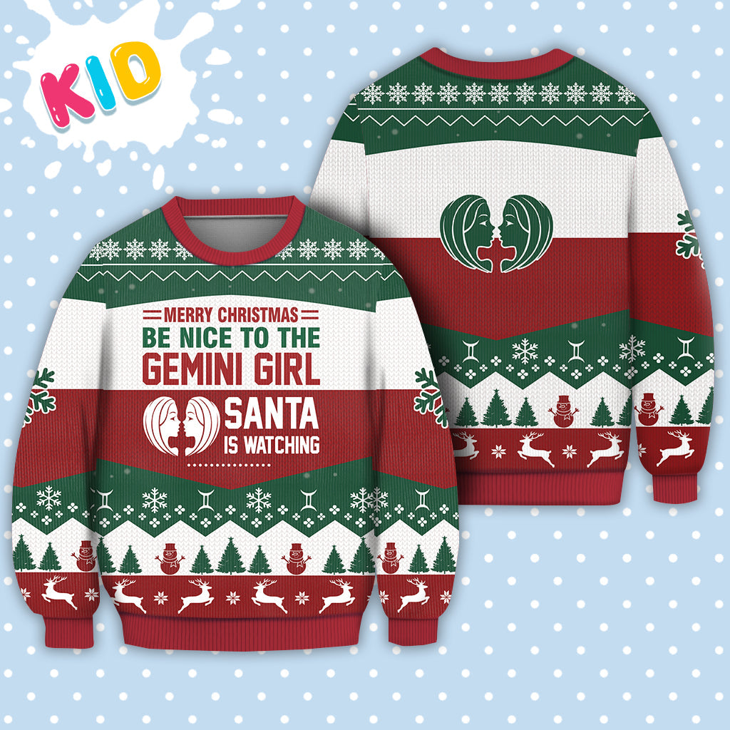 Gemini Girl All Merry Christmas Be Nice Sweater Christmas Knitted Print Sweatshirt - Best Gift For Christmas, Noel - Christmas Signature - WeCustomit