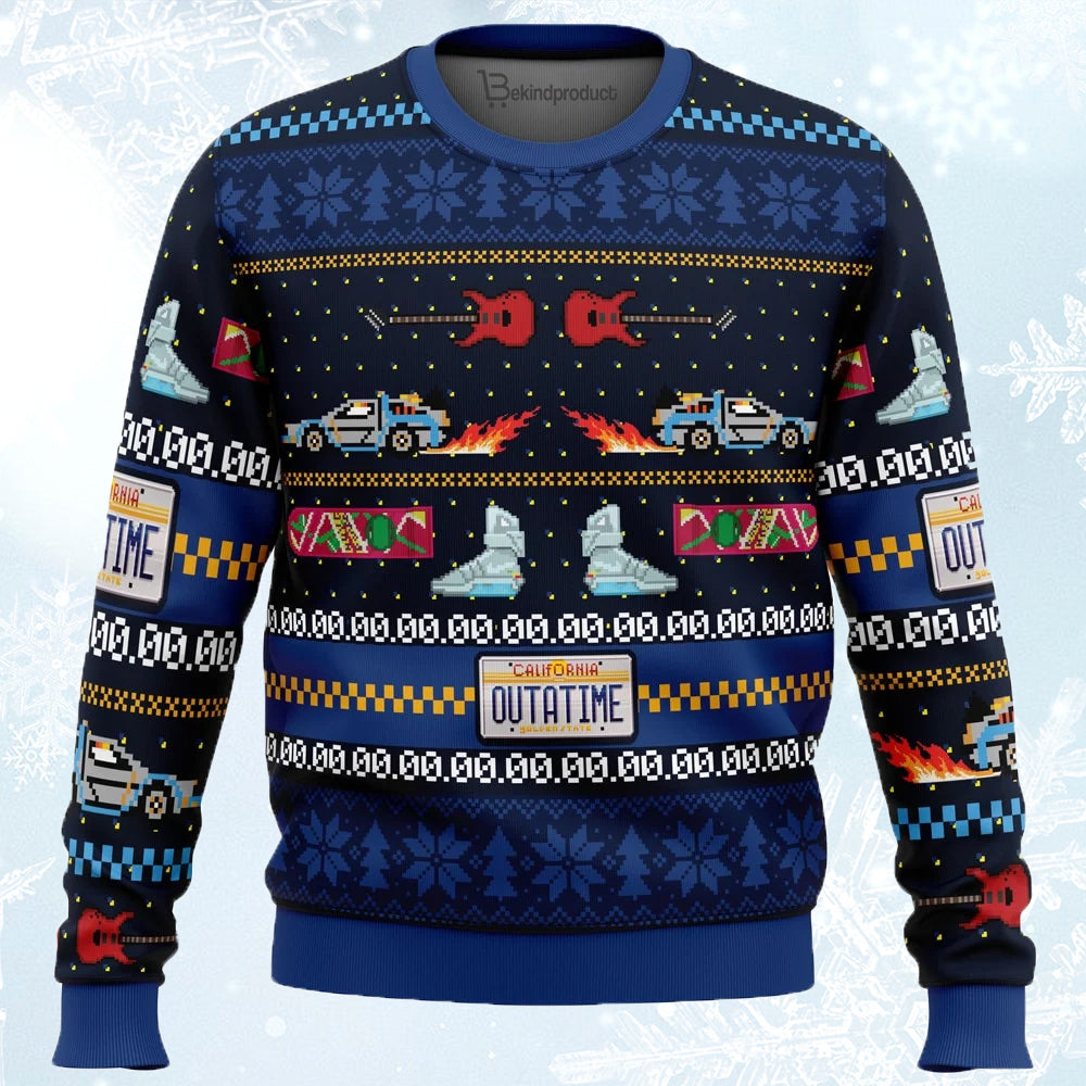 Get Back in Time For Christmas Back to the Future Ugly Christmas Sweater For Men & Women Christmas Gift Sweater PT696 - WeCustomit