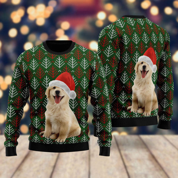 Dog Wears Santa Hat Ugly Christmas Sweater For Men & Women Christmas Gift Sweater US2011 - WeCustomit
