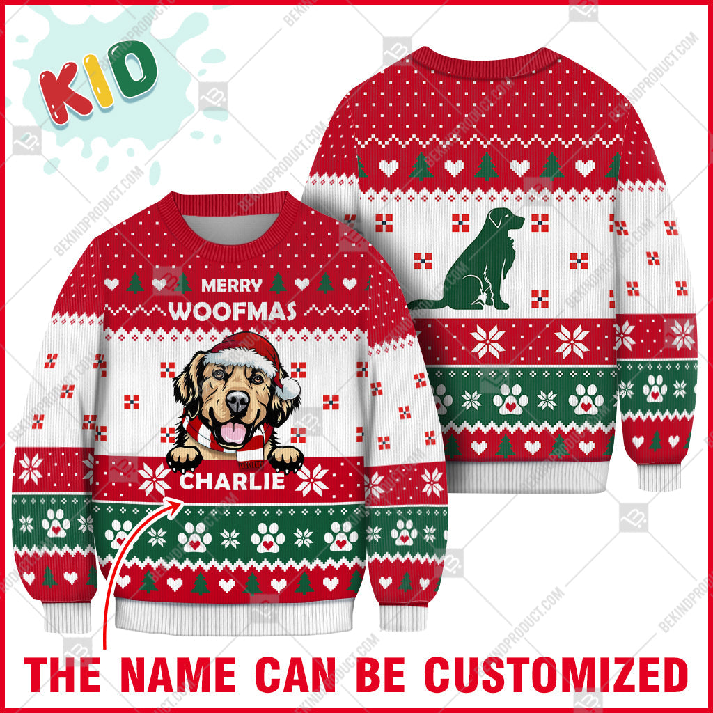 Golden Retriever Dog Christmas Paw Heart Print Ugly Christmas Sweater Print Sweatshirt - Personalized Custom - Best Gift For Noel - WeCustomit