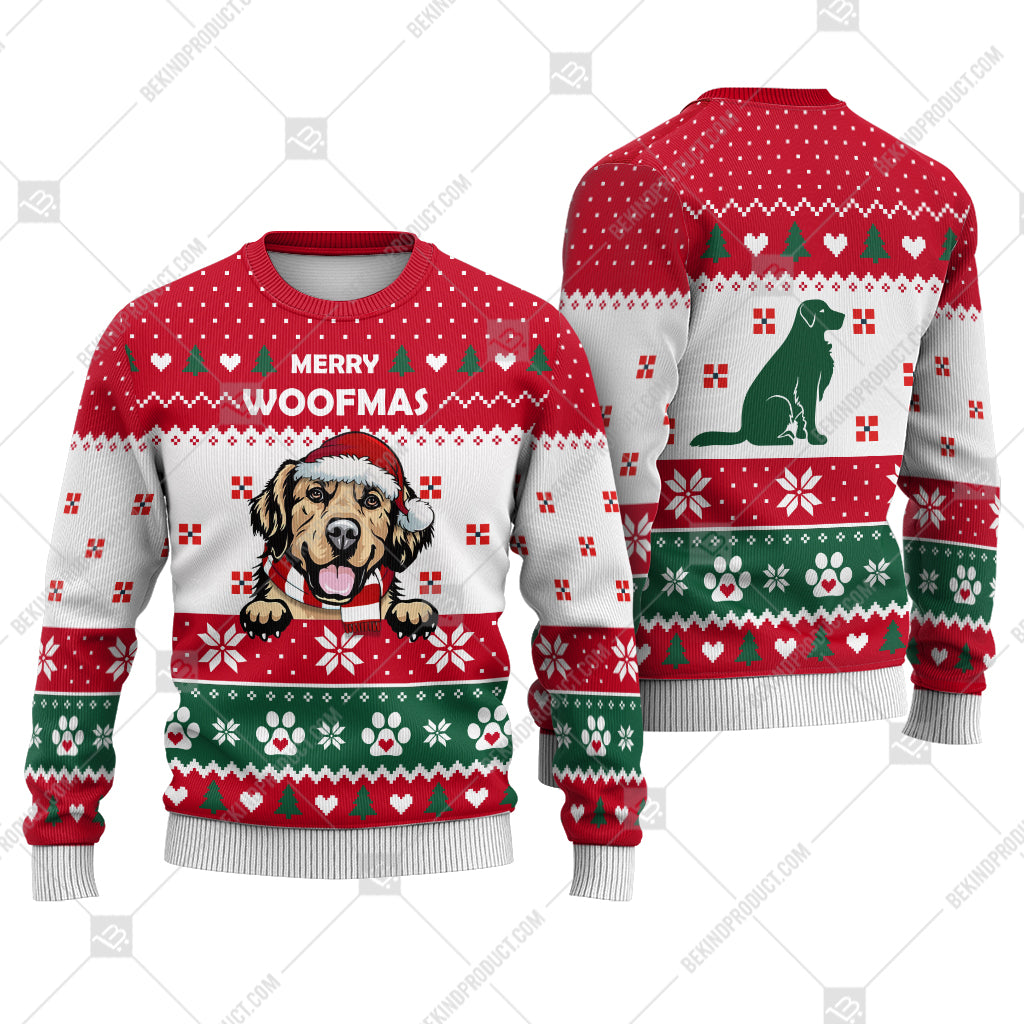 Golden Retriever Dog Christmas Paw Heart Print Ugly Christmas Sweater Print Sweatshirt - Best Gift For Christmas, Noel - WeCustomit