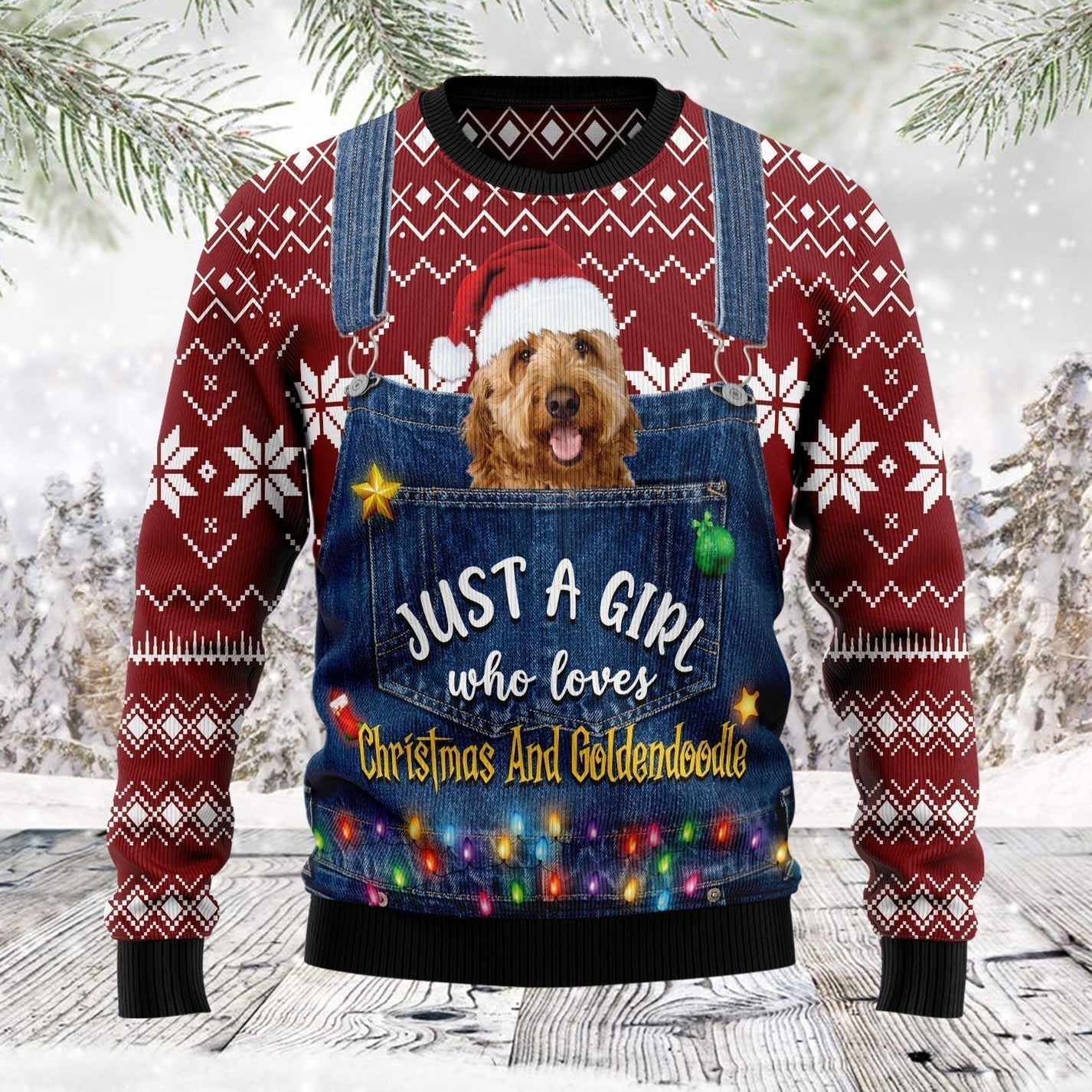 Just A Girl Who Loves Christmas And Goldendoodle Ugly Christmas Sweater For Men & Women Christmas Gift Sweater US1703 - WeCustomit